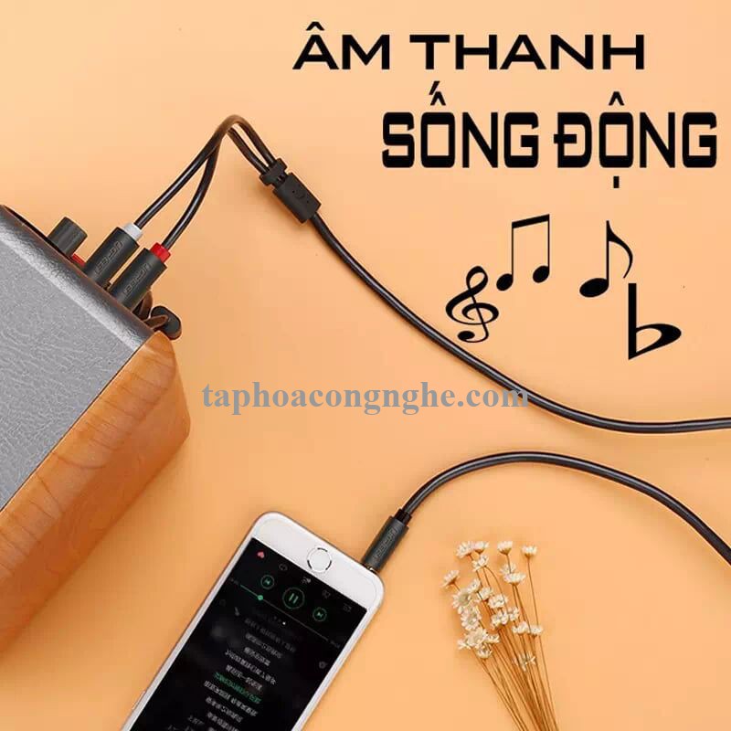 Ugreen 40423 0.5M màu Đen Cáp âm thanh 2 đầu Bông sen sang 3.5mm dương AV116 30040423